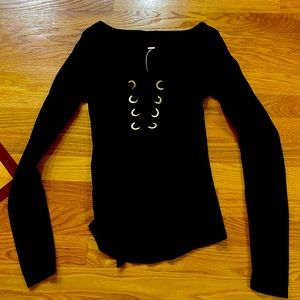 Free People Long Sleeve Shirt w/ Black Tie